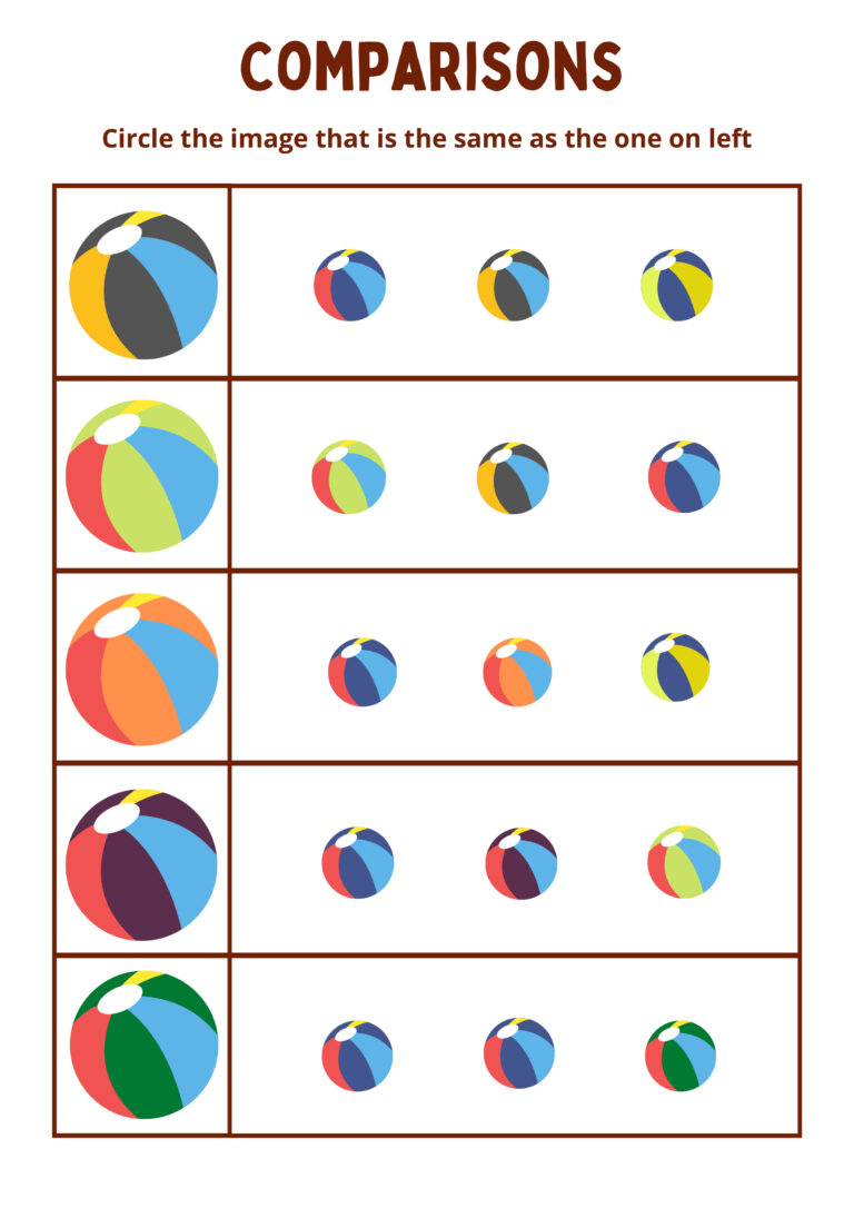 A4 COMPARISON WORKSHEETS