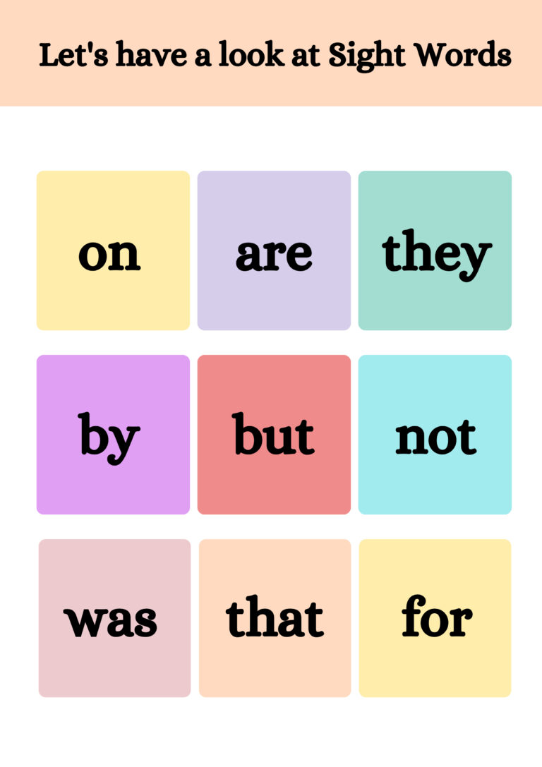 A4 SIGHT WORDS SHEETS