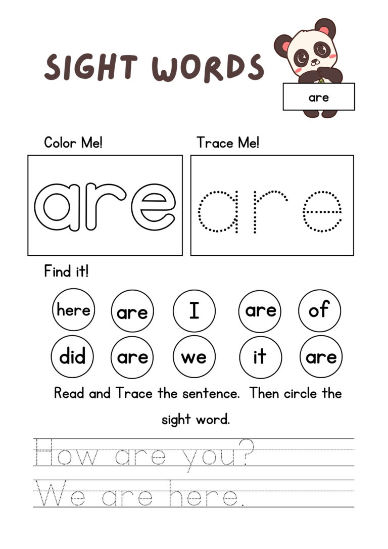 A4 SIGHT WORDS SHEETS