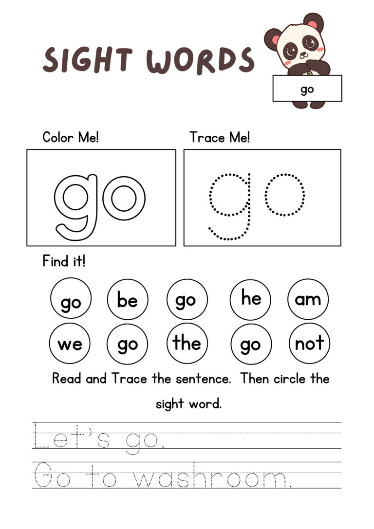 A4 SIGHT WORDS SHEETS