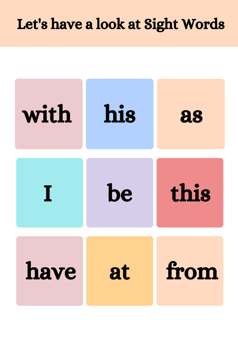 A4 SIGHT WORDS SHEETS