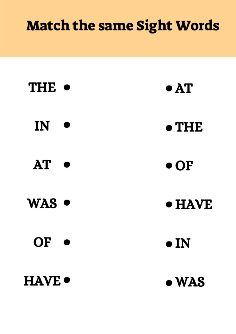 A4 SIGHT WORDS SHEETS